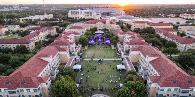 Aerial view of campus commons